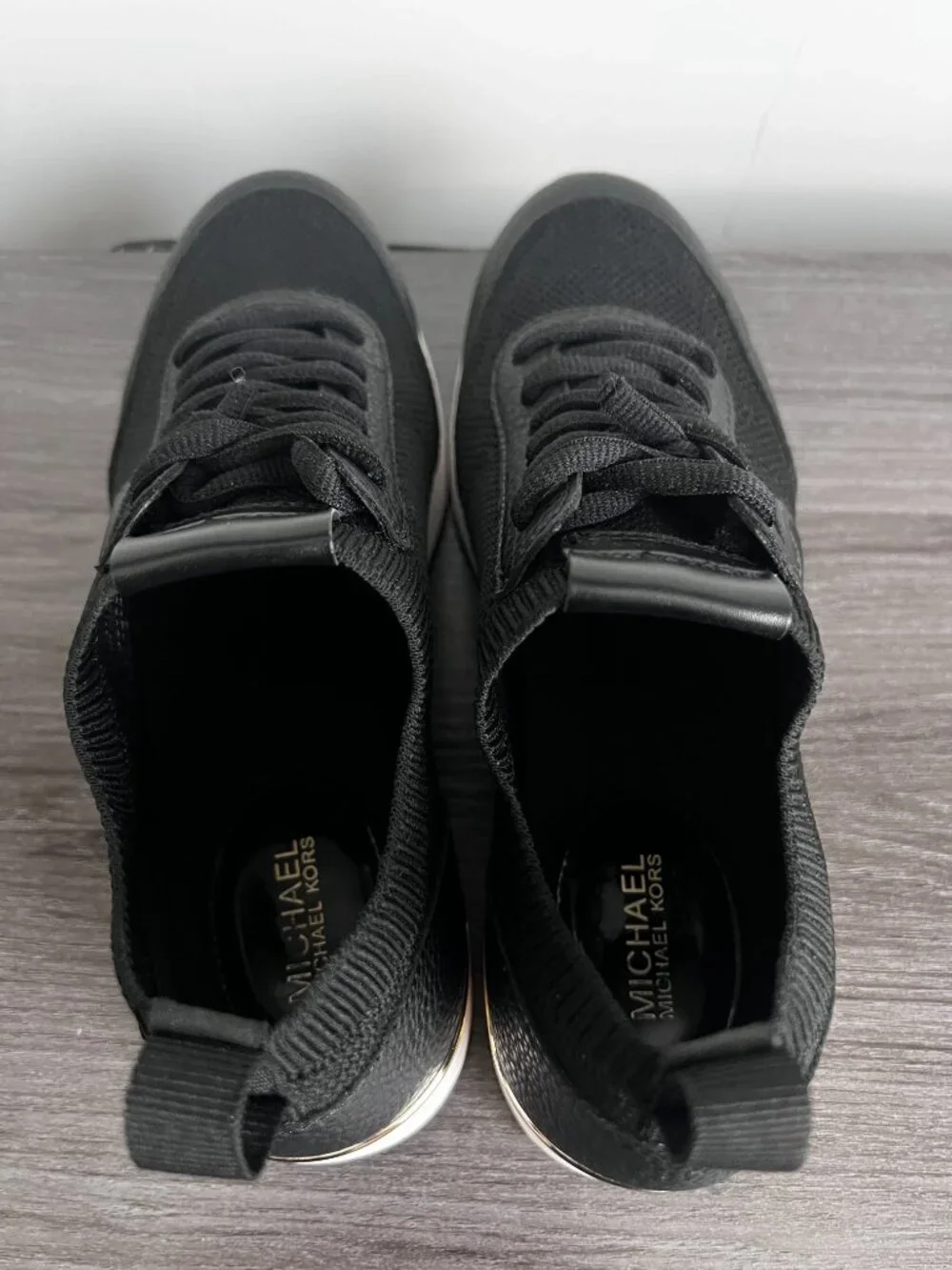 Michael Kors Jenkins Mixed Media Stretch Knit Trainer Sneakers - black